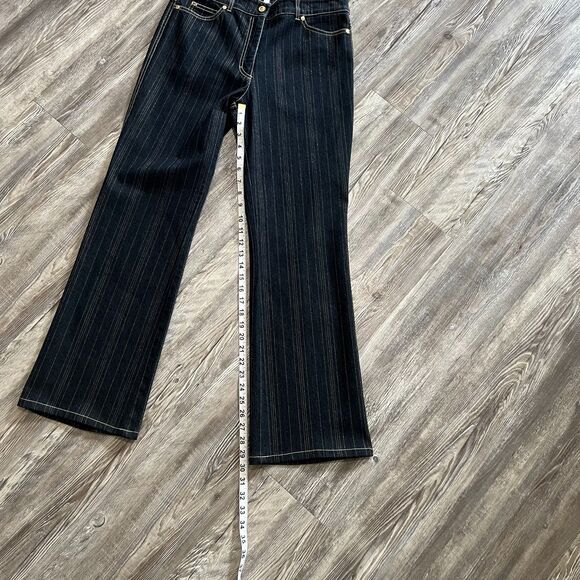 Luxury Escada Designer Denim Gold Striped Bootcut Jeans 40 Euro - Picture 8 of 11